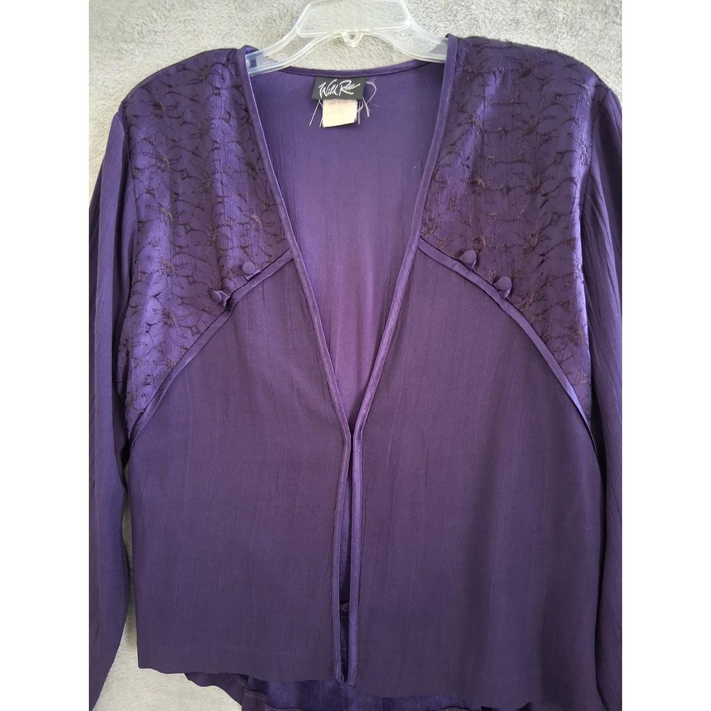 Wild Rose Topper Sz 14 Purple Lace Accent Peplum Vtg 90s Whimsigoth Romantic USA